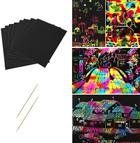 colorofthewind Black Coating Art Scratch Drawing Paper Child Painting Sheets 2 Bags(8 sheets)