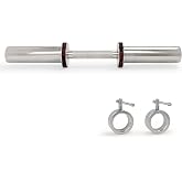 Sunny Health &amp; Fitness Olympic Dumbbell Bars w/ 2 Ring Collars, 16-20 Inch