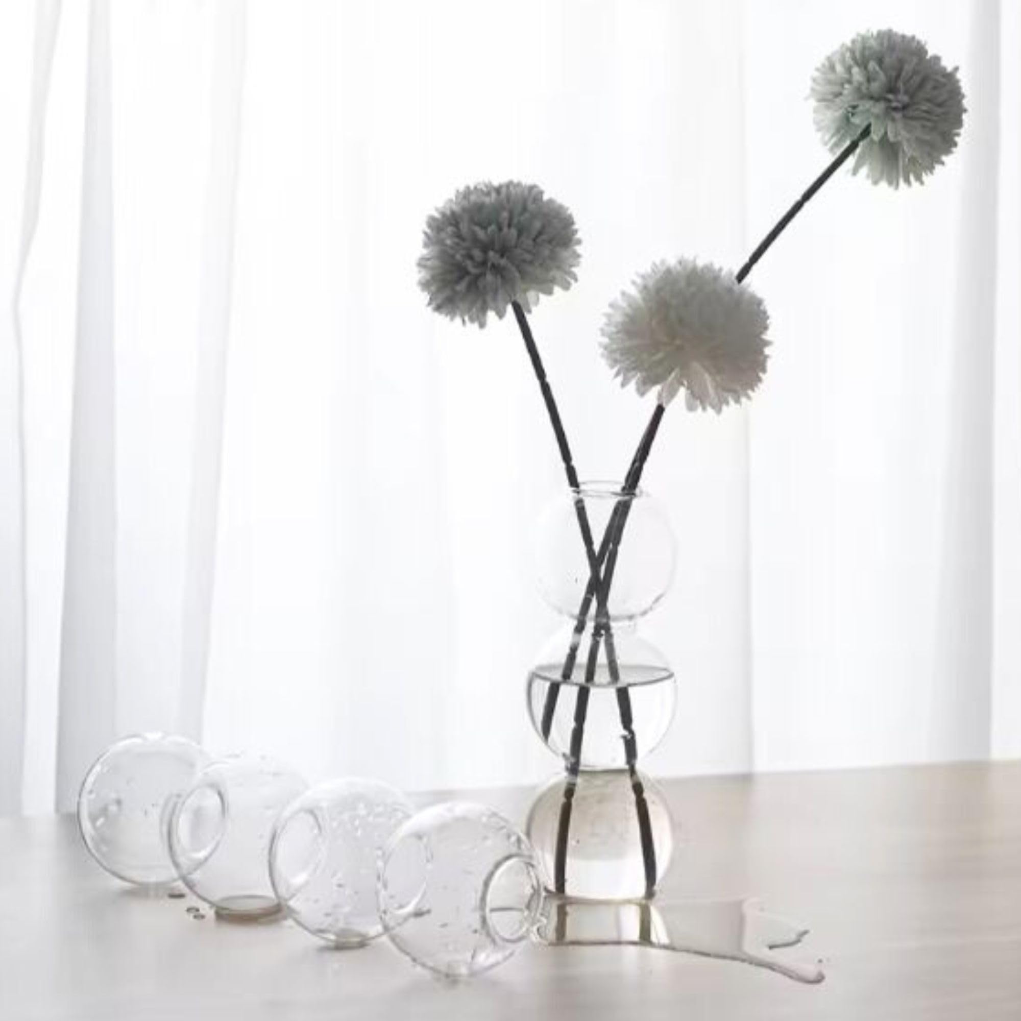 Photo 1 of Generic Clear Glass Vase for Home Deco, Wedding and Table Centerpieces, Modern Flower Vase | Hydroponic Ball Bud Vase, Transparent, REX/JED213