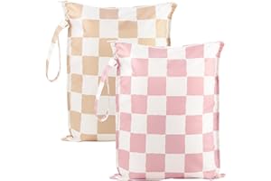 RelaxScene Wet Dry Bags Water Resistant - 2 Pack Reusable Waterproof Wet Dry Bag for Swimsuits & Baby Clothes - Leakproof Storage Pouch Bag for Travel & Baby Diaper - Travel Laundry Daycare Bags