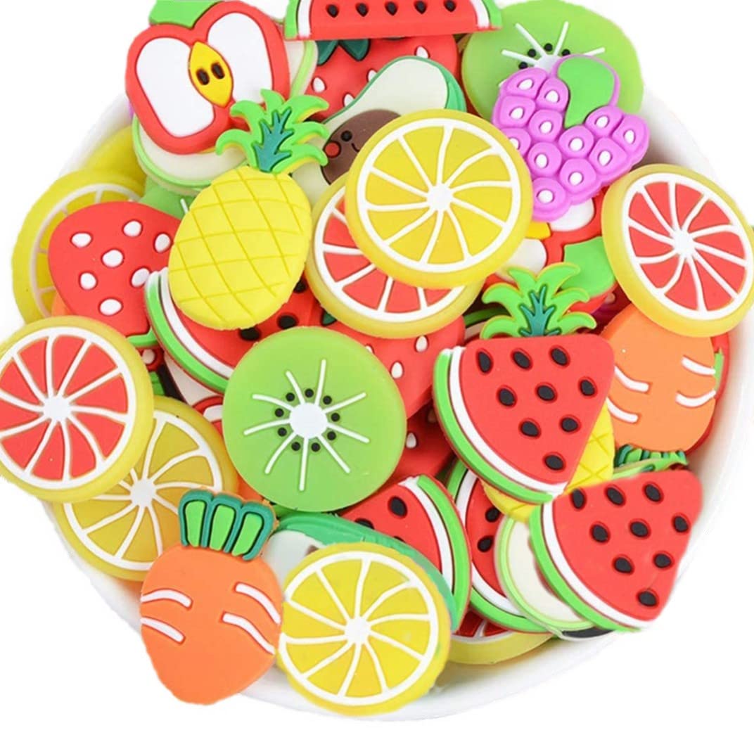 Photo 1 of **MISSING PIECE3S***50 Pack Fruit Vegetable Plastic Charms Resin Flatbacks Buttons Beads Polymer Clay Beads for Miniature Fairy Garden Hair Accessories Home Decorations(Mixed)