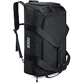 MIER Gym Bag for Men Large Duffel Backpack with Shoe Compartment, 60L Convertible Duffle Bags Weekender Overnight Bag for Gym Sports Travel, Black