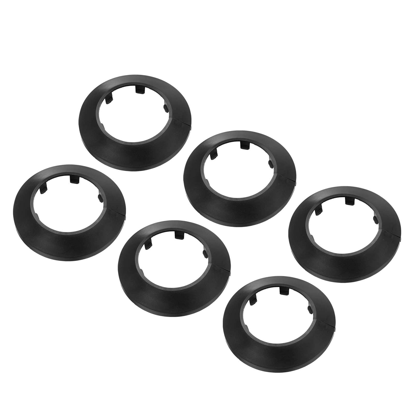 PATIKIL Water Pipe Cover Decoration Fit 2.48"/63mm, 6Pcs Flange Water Pipe PP Plastic Escutcheon Plate Collar Drain Line Cover Radiator for Wall Pipe Tube Decor, Black