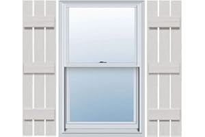 Ekena Millwork 17 1/8"W x 59"H Timberthane Faux Rustic Three Board Spaced Board-n-Batten Faux Wood Shutters, Rough Cedar (Per Pair)