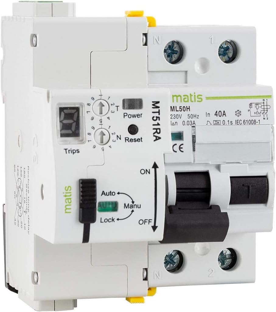 2P-40A-30mA-10kA Rearmable Differential Circuit Breaker LEDKIA [Energy Class A]