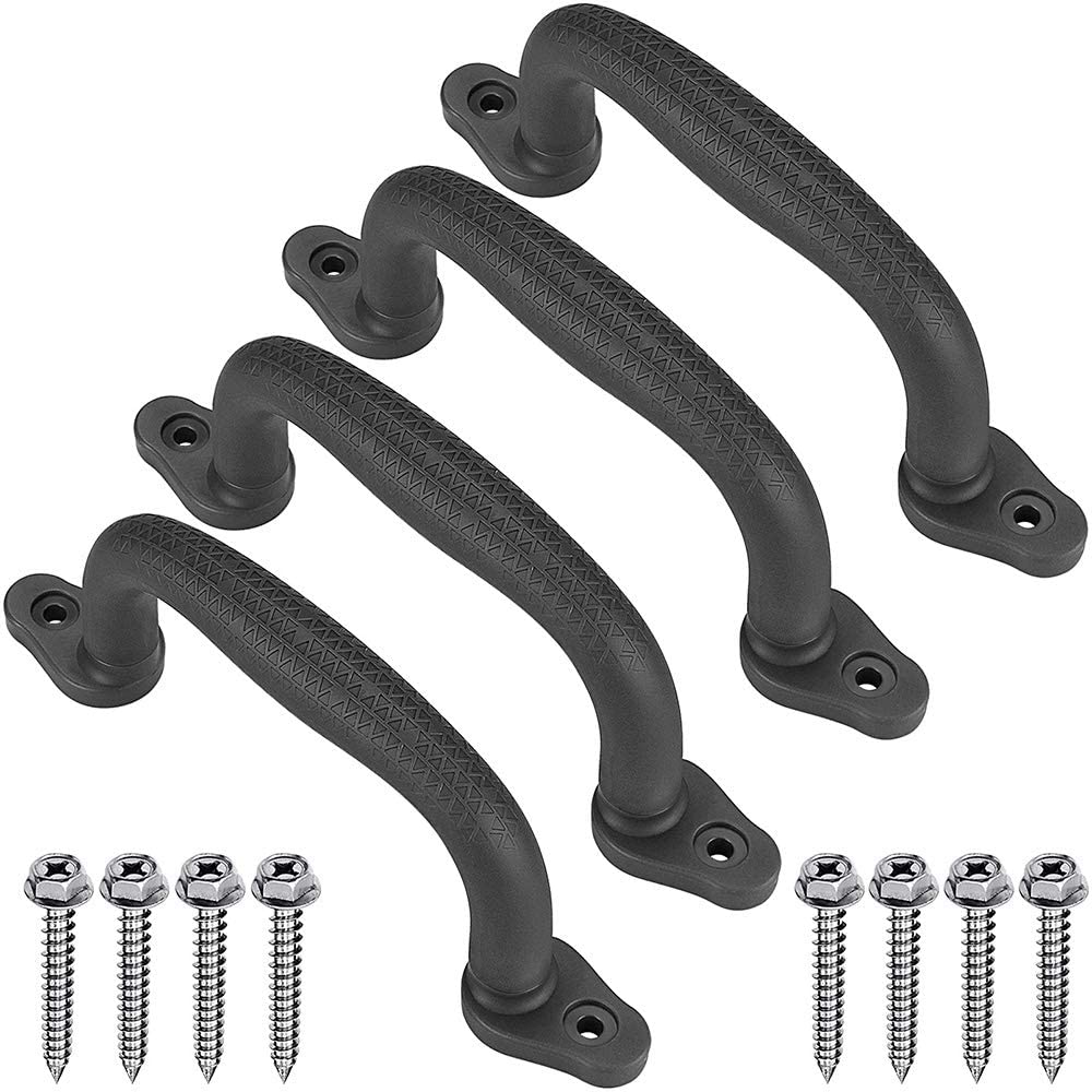 BeneLabel 4 Pack Climbing Handles, 18cm Playhouse Hand Grips Soild Climbing Frame Grab for Swing Set/Playset/Playhouse/Play Park/Indoor Outdoor Monkey Bars/Treehouse/Bunk Bed Accessories, Black