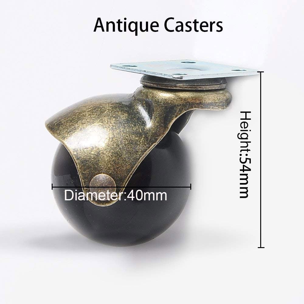Anyke 1.5 Wheels for Furniture Swivel Small Ball Casters with Top Plate