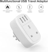 Iroussa UK to US Plug Adaptor with 3 USB Ports 4 in 1 Type B UKUS view 5