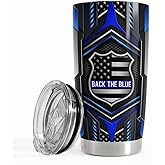 SANDJEST Back The Blue Tumbler 20oz Police Gifts for Men Stainless Steel Insulated Tumblers Coffee Travel Mug Cup