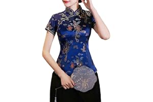 Women's Cheongsam Top – Short Sleeve Chinese Style Blouse, Traditional China Shirt