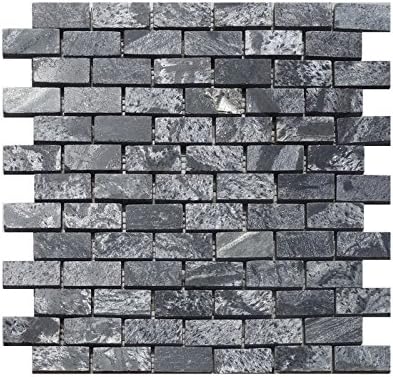 1 x Natural Stone Mosaic Slate Metal Effect Silver Brick