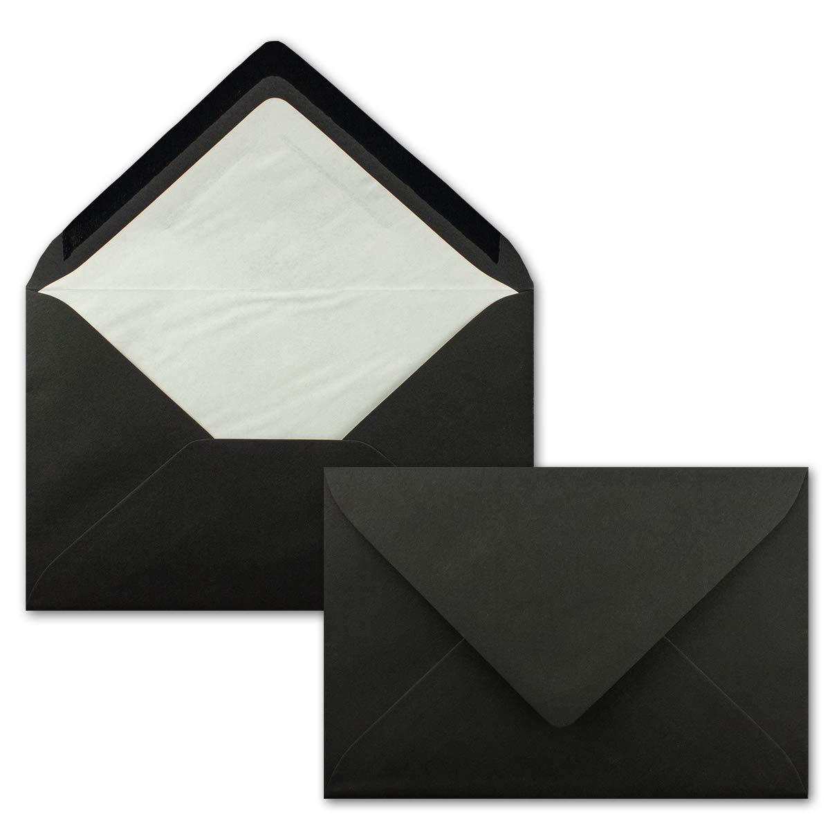 NEUSER PAPIER 50 envelopes black - DIN C6 - lined with white tissue paper - 90 g/m² - 11.4 x 16.2 cm - wet glue -