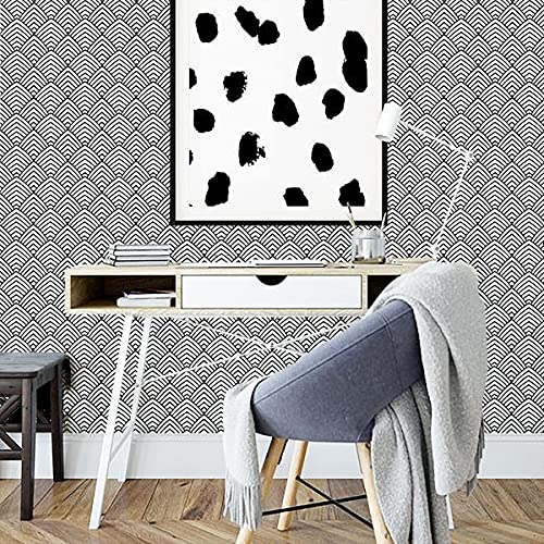 Black and White Peel and Stick Wallpaper 17.7 inch x 118.1 inch Self