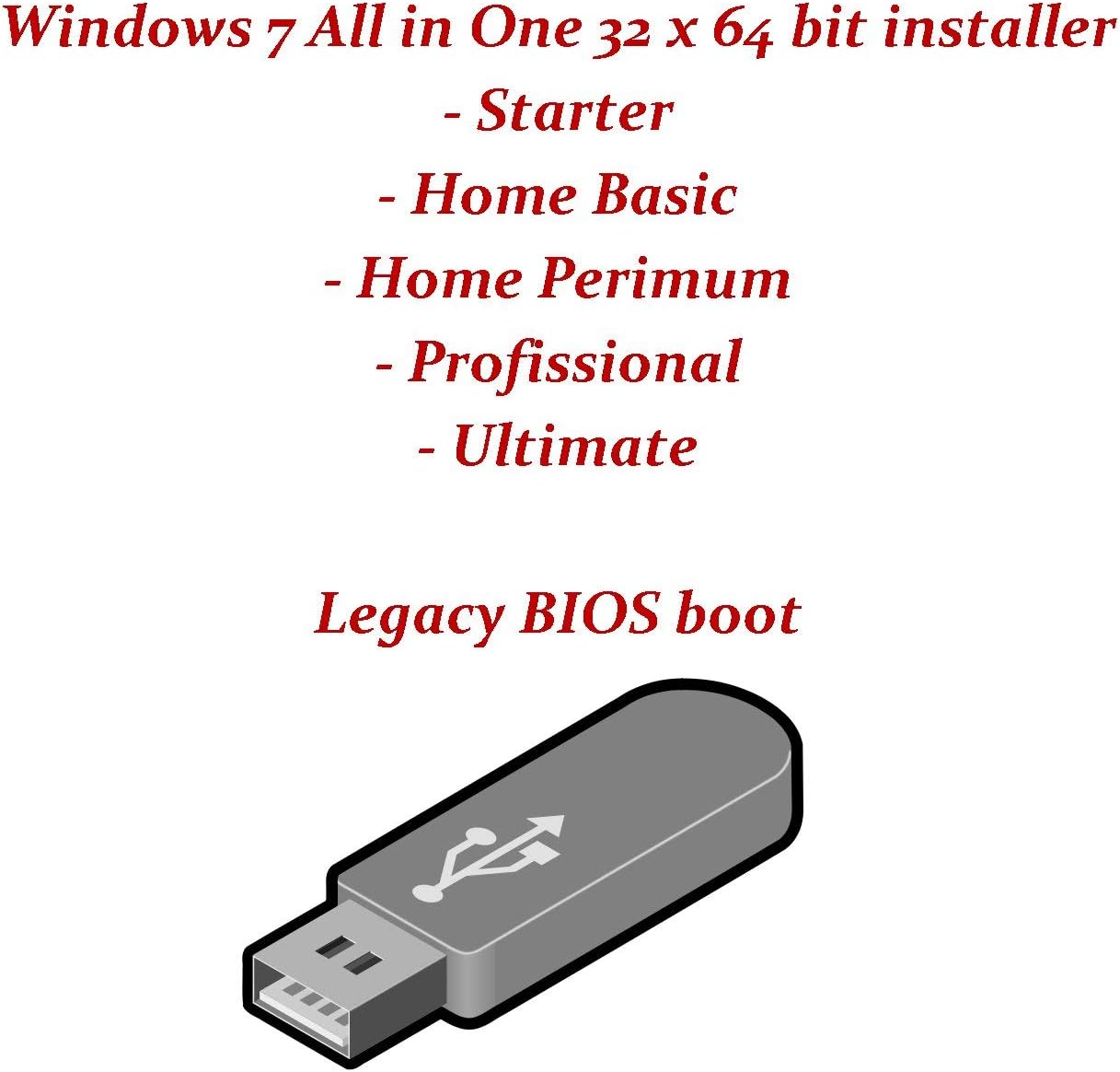Windows 7 Home Premium, Basic, Professional ALL VERSIONS 32bit 64bit Recovery Fix Repair Reinstall PC Laptop bootable USB Stick by USBOSX!