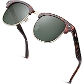 GQUEEN Classic Horn Rimmed Semi Rimless Polarized Sunglasses for Men Women GQO6