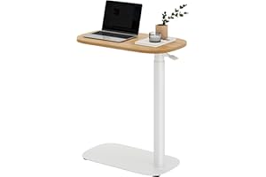 SANODESK Adjustable Overbed Bedside Table Pneumatic Adjustable Height Laptop Computer Standing Desk Cart with Tray, Hospital and Home Use(23.6" W x 13.8" D,Maple)