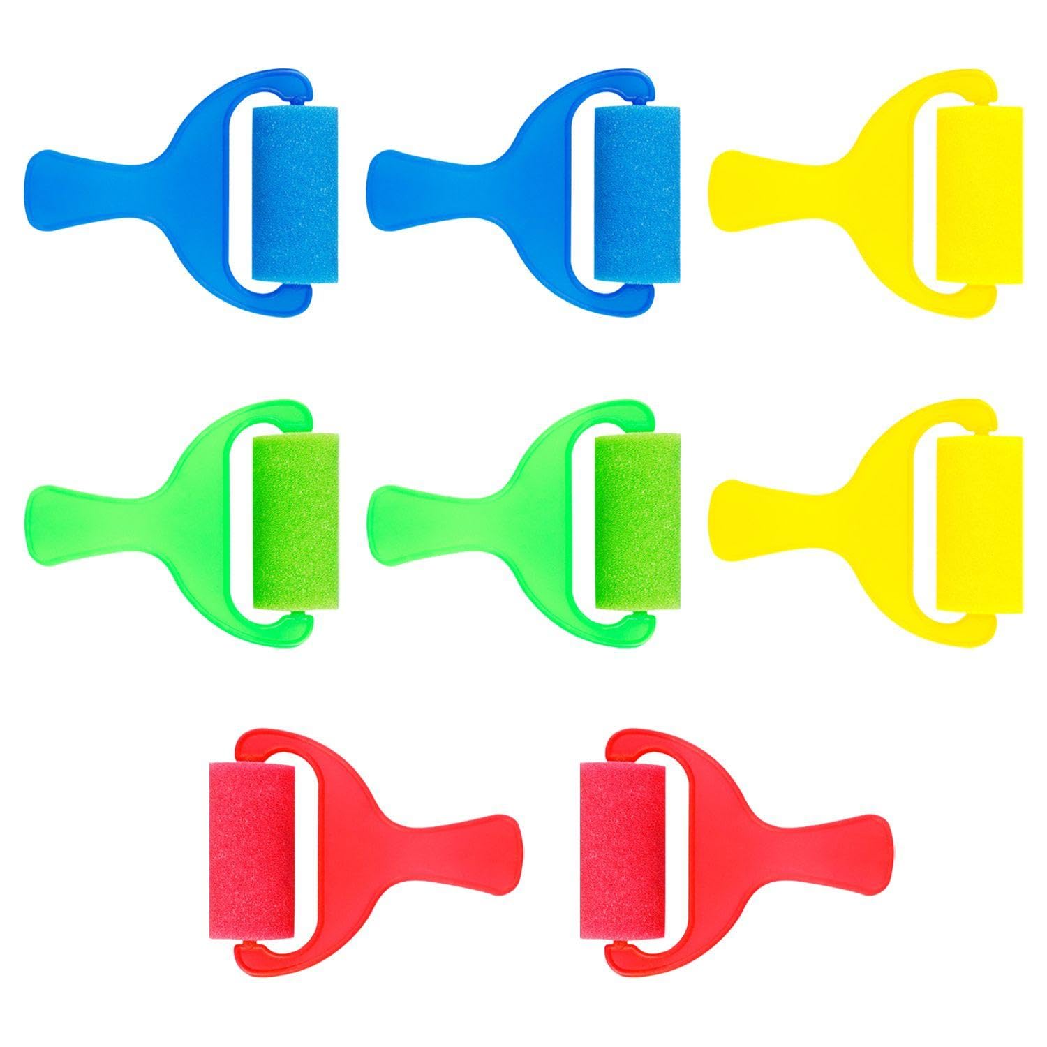 CYNOSURETECH 8 Pieces Sponge Roller Paint Brushes, Plastic Handle Paint Brushes, Painting Tools, Children'S Painting Accessories, Diy Handicraft Accessories