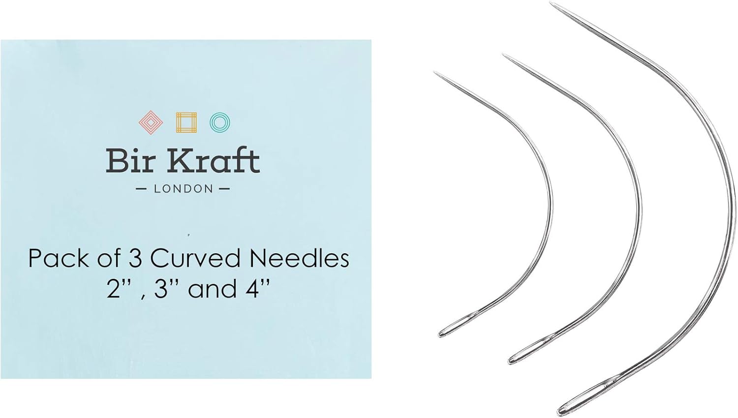 Bir Kraft 3 x Curved Needle Set 2″ 3″ 4″ curved sewing needle repair