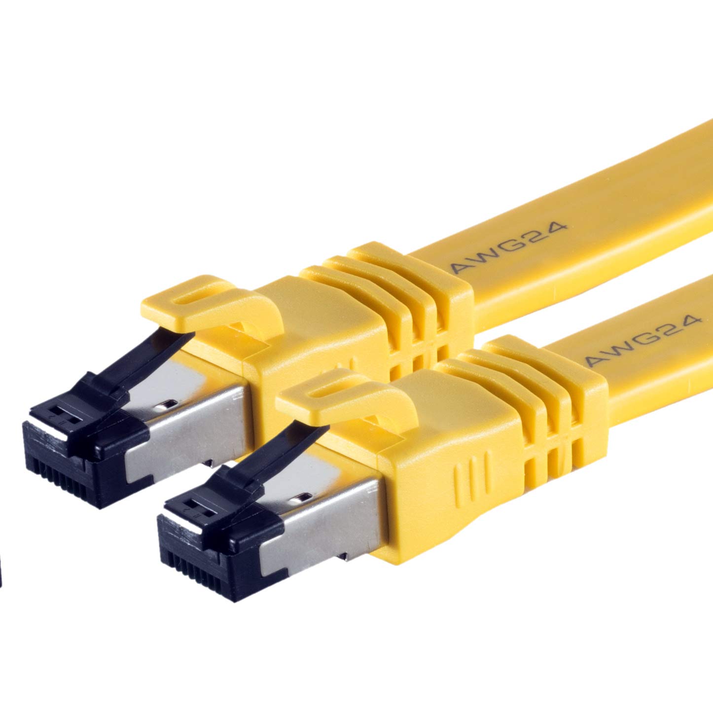 1aTTack.de 3.0 m - Cat8.1 high end patch cable flat yellow - 1 piece 40 Gigabit network cable Ethernet LAN cable 40000 Mbits 2000 MHz patch cable Cat8 cable LSZH UFTP PIMF Rj45 plug - 1 x 3 meters