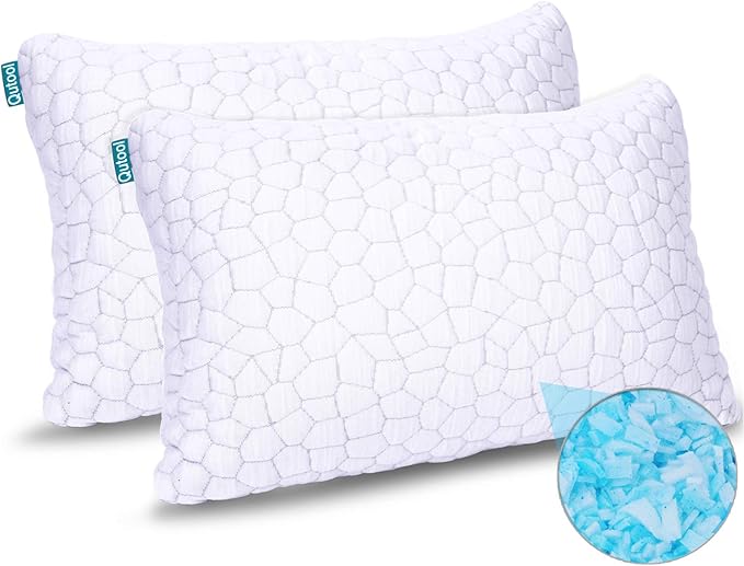 2Pack Cooling Bed Pillows for Sleeping Adjustable Gel Shredded