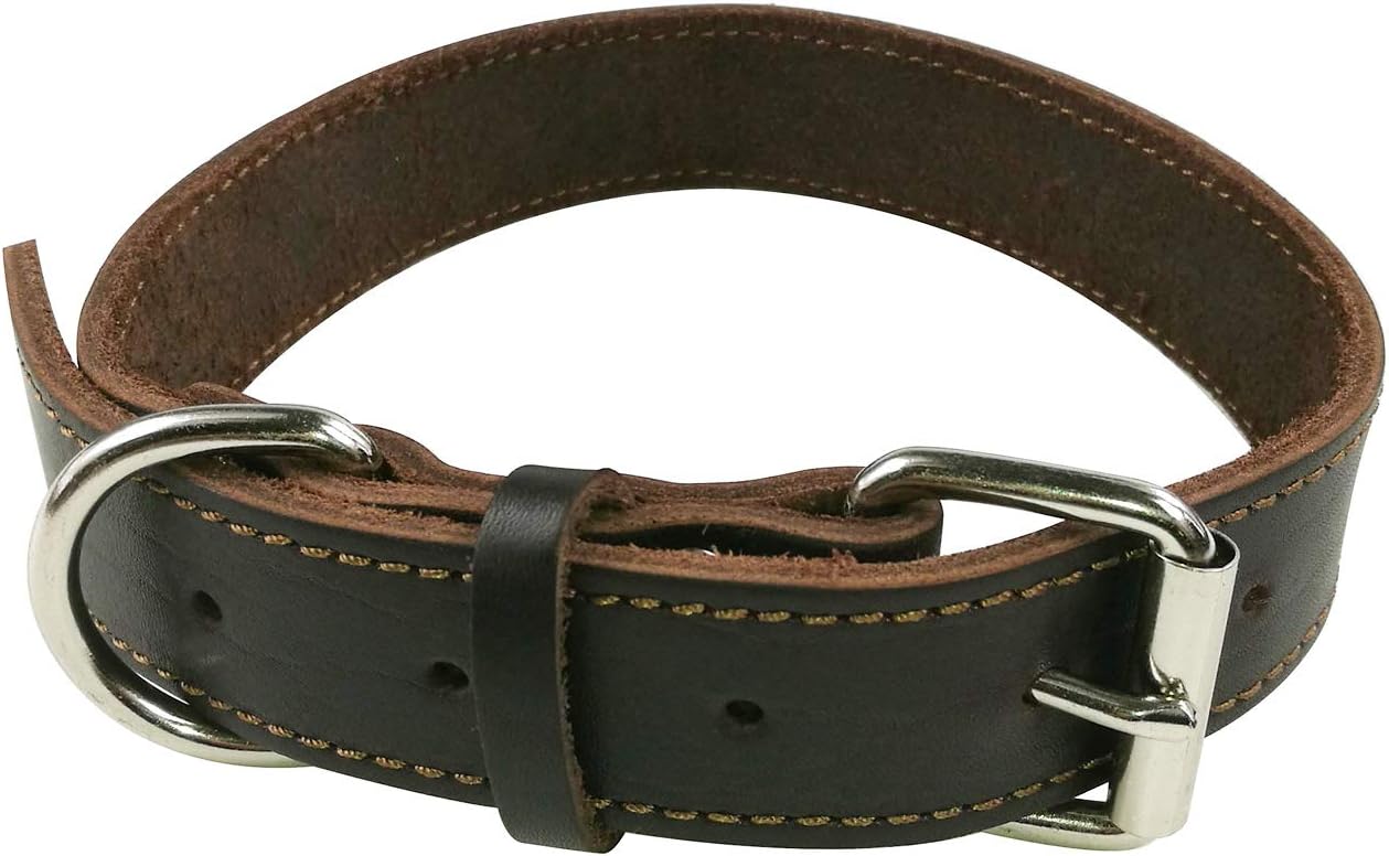 SACRONS-Leather Dog Collar/Premium Handcraft/Soft and Supple，Durable/Brown