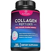 Sunergetic Premium Collagen Peptides Capsules – 2500 mg of VERISOL Collagen Peptides Type 1 & Type 3 – Multi Collagen Supplement to Support Joint Health, Hair, Skin & Nails – 150 Collagen Capsules