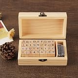 Ziranee Wooden Rubber Stamps Kit 36 Letters w/ Storage Box for Crafts view 7