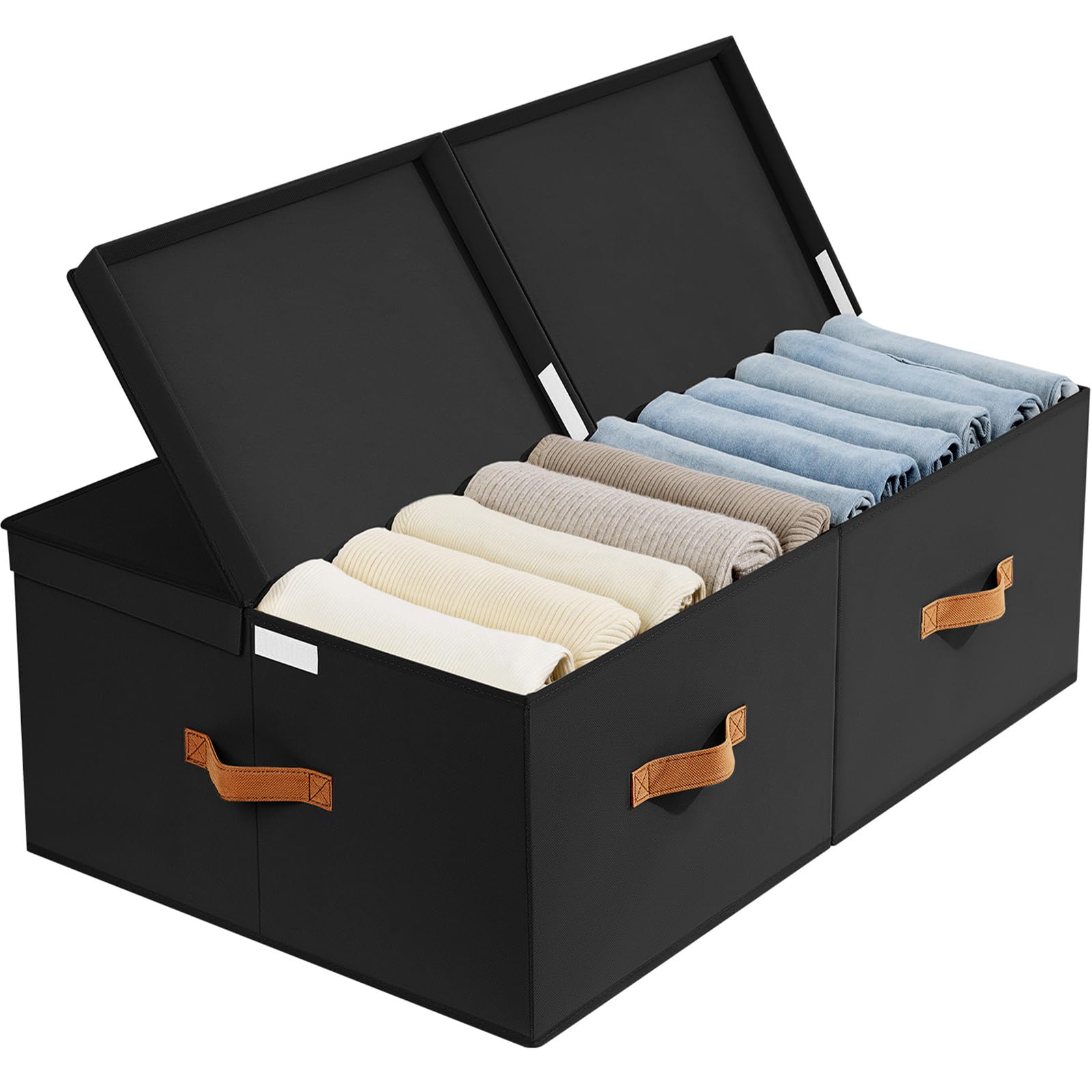 DIMJ Storage Bins with Lids - 57 Quart Linen Closet Organizers and ...
