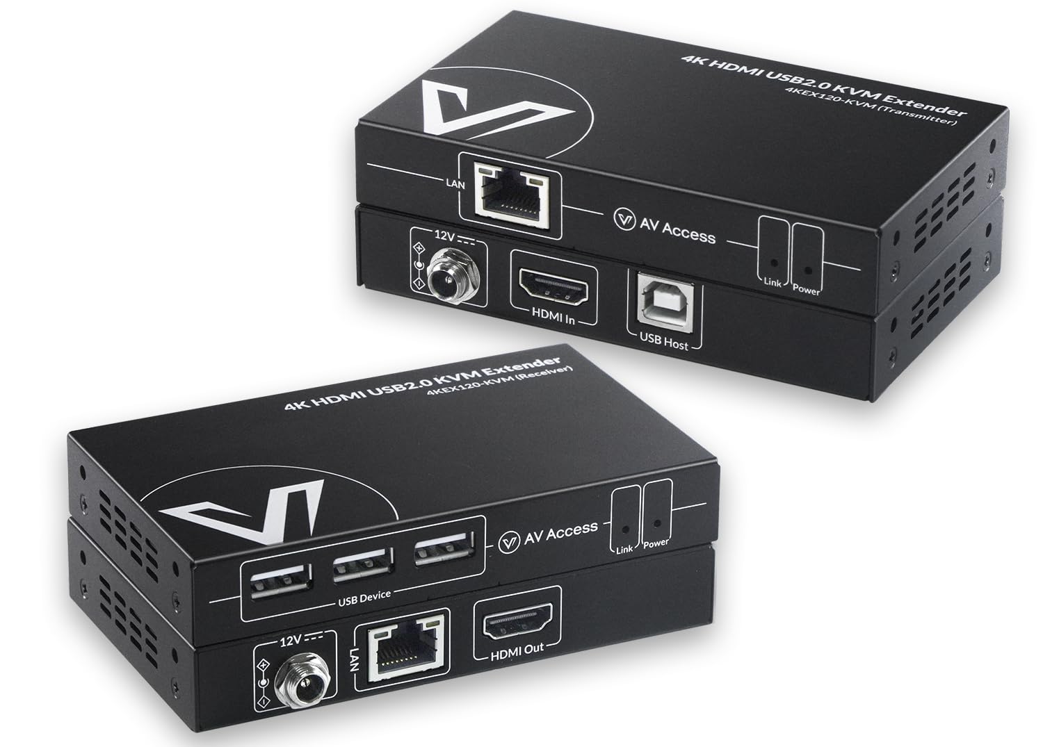 AV Access 4K HDMI KVM Extender, 120m/394ft Over Ethernet Cat5e/6, 1080P@120Hz, 3X USB 2.0 Ports, Zero-Latency, Plug and Play, KVM Webcam Extender for Gaming, Data Centers & Classrooms