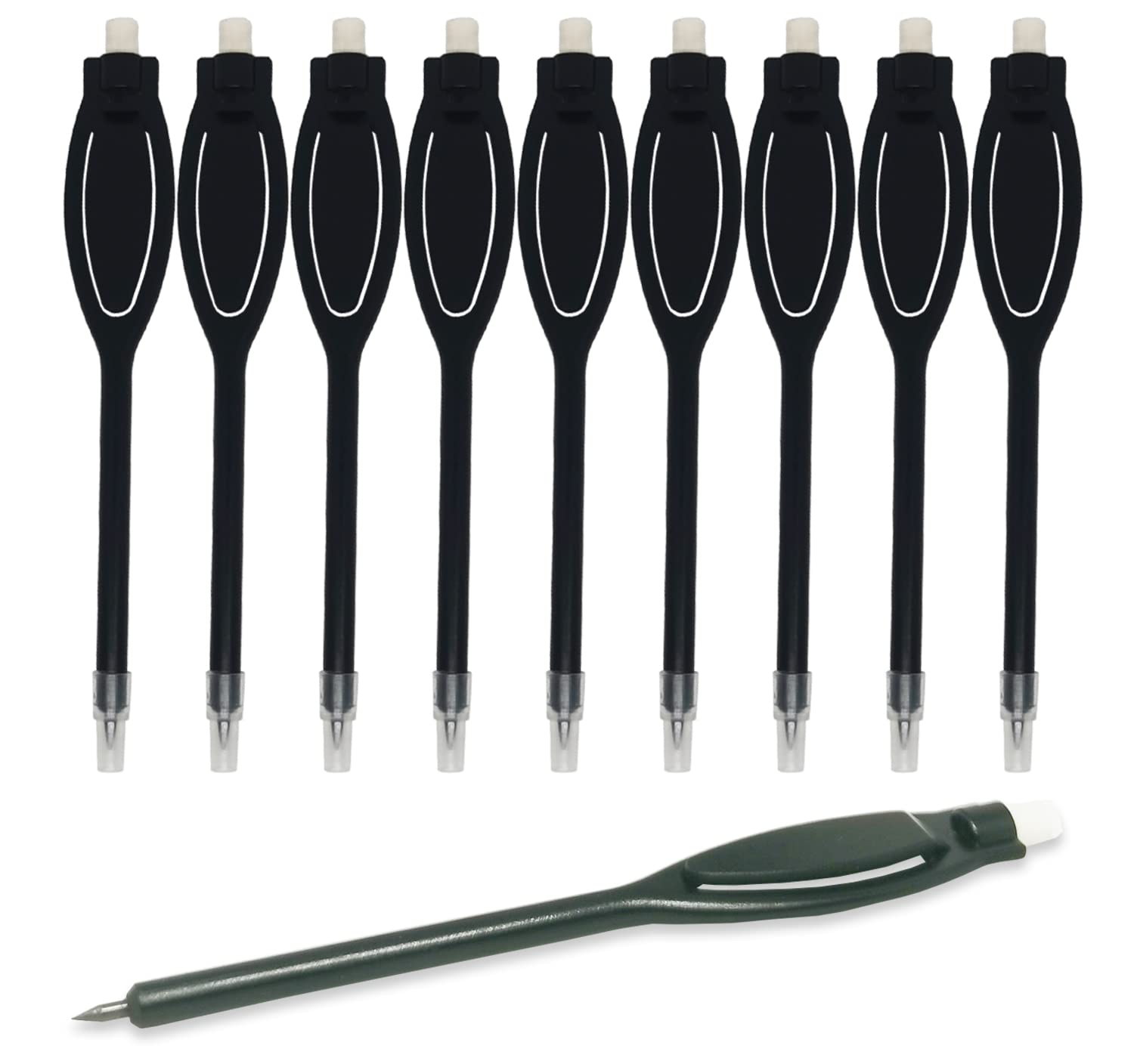 Adhere 50pcs plastic golf pencils with eraser clips scoring pencils for golf events,wedding, company meetings Children's drawing (Black)