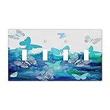 Thsanju Rustic Watercolor Blue Splash-Ink Butterfly