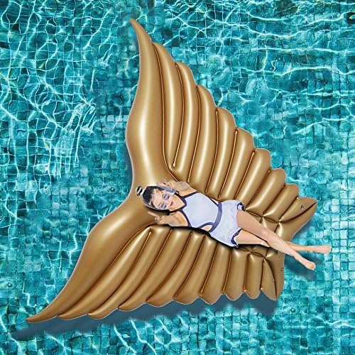 Giant Inflatable Angel's Wing Butterfly Pool Float with Rapid Valves Summer Outdoor Swimming Pool Party Lounge Raft Decorations Toys for Adults &amp; Kids (Gold)