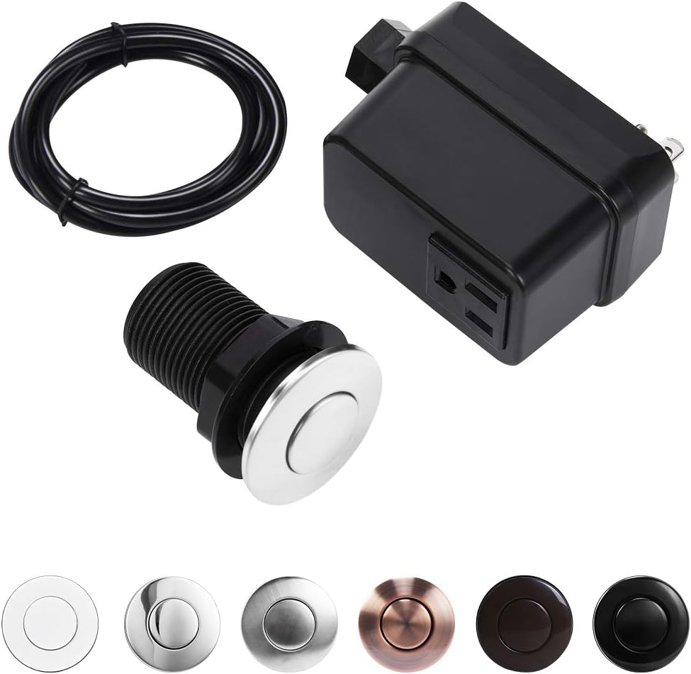 CLEESINK Garbage Disposal Air Switch Kit Sink Top Switch, Stainless Steel Polished, SHORT/2" Button