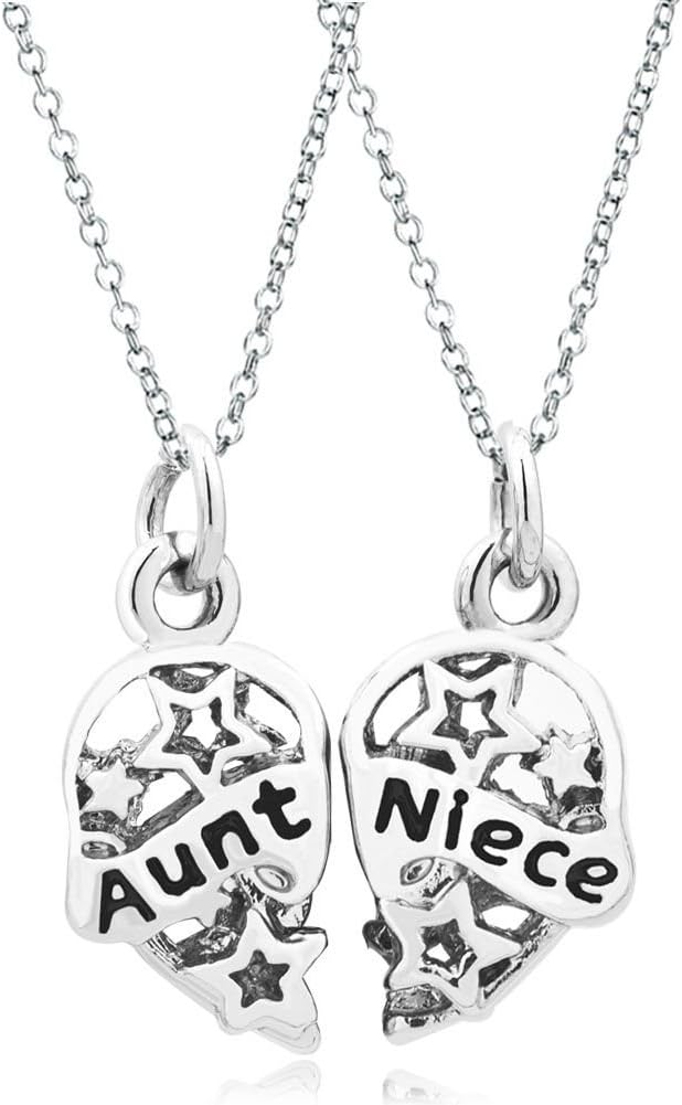 Uniqueen Jewellery New 2Pcs Heart Love Charm Necklace Pendant Including 18inch Chain