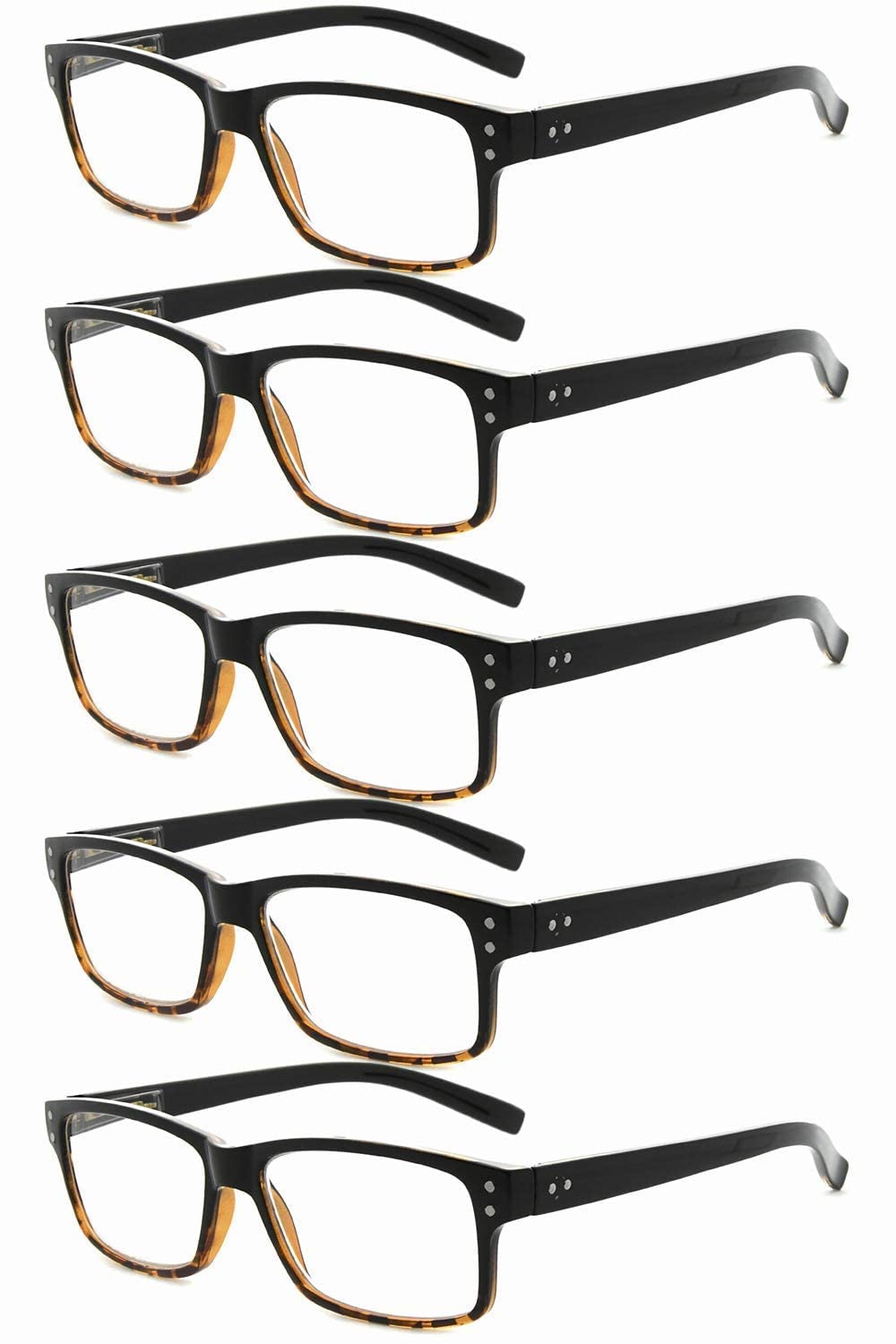 Eyekepper 5-Pack Spring Hinge Reading Glasses Vintage Readers Men Women +2.00