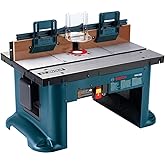 Bosch RA1181 Benchtop Router Table | Wood router table with large aluminum top, small desk pre-drilled plate, tall fence, dust port, woodworking precision