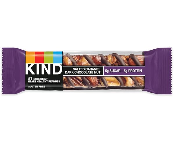 KIND HEALTHY SNACKS BARS, SALTED CARAMEL DARK CHOCOLATE NUT, GLUTEN FREE, LOW SUGAR, HIGH FIBER SNACKS, 6G PROTEIN, 6 COUNT