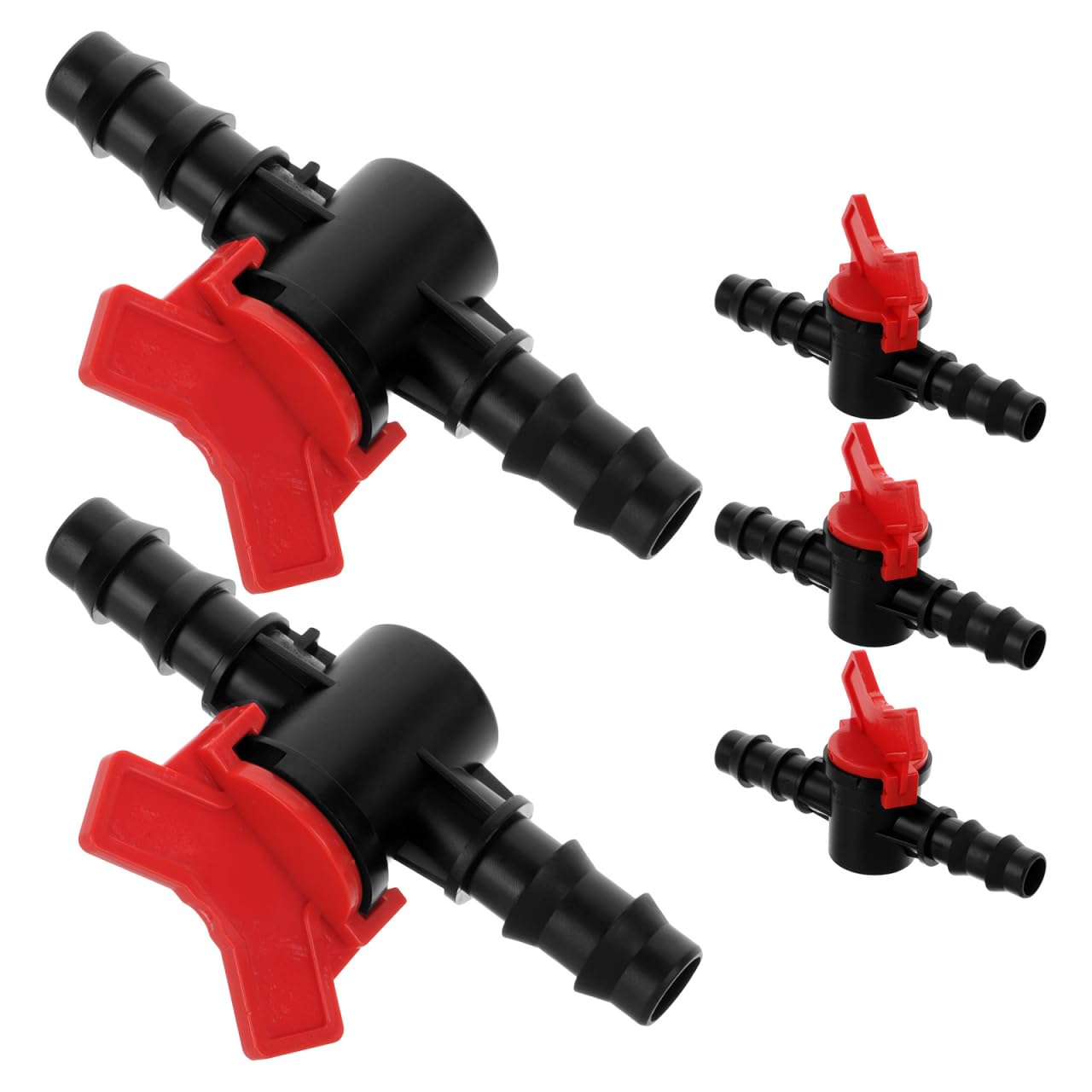 Yardwe Pack of 5 Drip Irrigation Valve 16 mm 1/2 Inch Silver Reusable Plastic Barbed Valve Drip Irrigation Parts