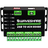 Waveshare Industrial USB to 4Ch RS485 Converter, Multi Protection Circuits, Multi Systems Support, Aluminium Alloy Case, Wall-Mount &amp; Rail-Mount Support