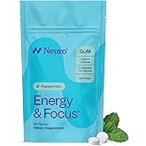 Neuro Energy &amp; Focus Gum, Peppermint, 90 Count | 40mg Natural Caffeine Gum, 60mg L-Theanine, Vitamin B6 + B12, Sugar Free, Vegan, Clean Nootropic Energy &amp; Focus Supplement