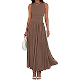 BTFBM Summer Maxi Dresses for Women 2026 Spring Sleeveless Casual Ruched High Waisted Long Sundress Flowy Beach Dress