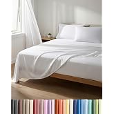 Lightweight 4 Piece Bed Sheet Set - Full Size Cooling Sheets - White | Soft, Breathable Bedding Set w/ 8-16 Inch Deep Pockets, Cooling Sheets for Hot Sleepers, 1 Flat &amp; 1 Fitted &amp; 2 Pillowcases