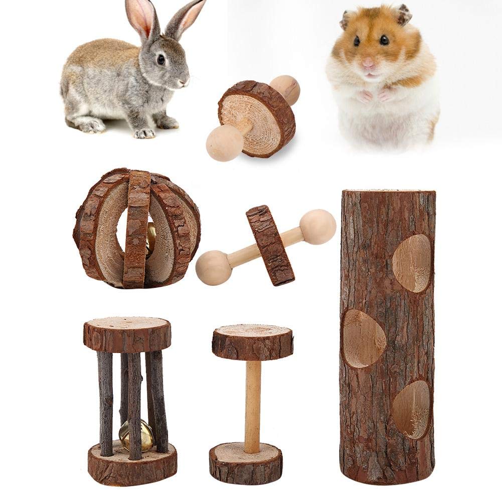 Set of 5 Chew Toys for Hamsters Wooden Toys for Small Animals Activity Game Rabbit Tooth Care Toy