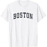 Boston Massachusetts MA Vintage Sports Design Navy Design T-Shirt