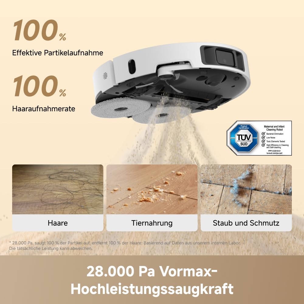 dreame L50 Ultra AE Saug- und Wischroboter Mit automatischer Entleerung und Wischmopp-Selbstreinigung bei 100 °C, 28.000 Pa Saugkraft, Hindernisvermeidung und 360°-Navigation 3