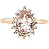 Natural Peach Morganite 14k Rose Gold Over Sterling Silver Engagement Ring Size 5, 6, 7, 8, 9