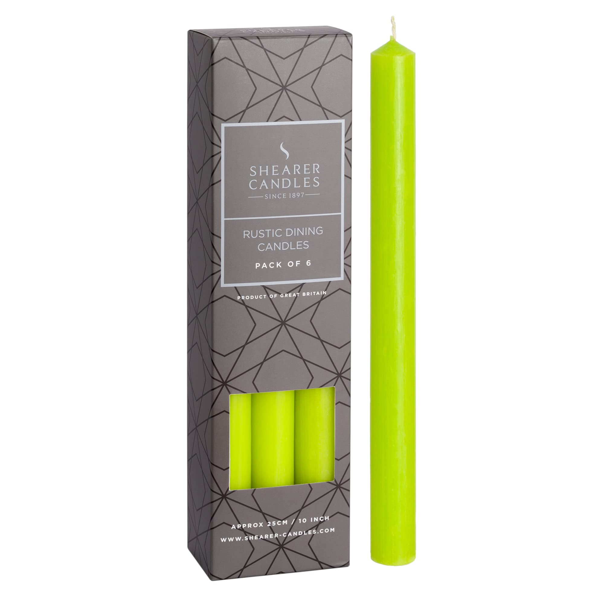 Shearer Lime Green Dinner Candles - 10 Inch, Unscented, 6 Pack, 11 Hour Burn Time