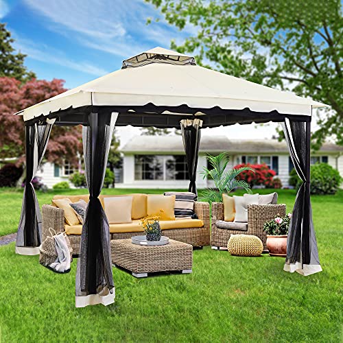FAB BASED 10x10 Gazebo for Patio, Double Vent Canopy Gazebo with