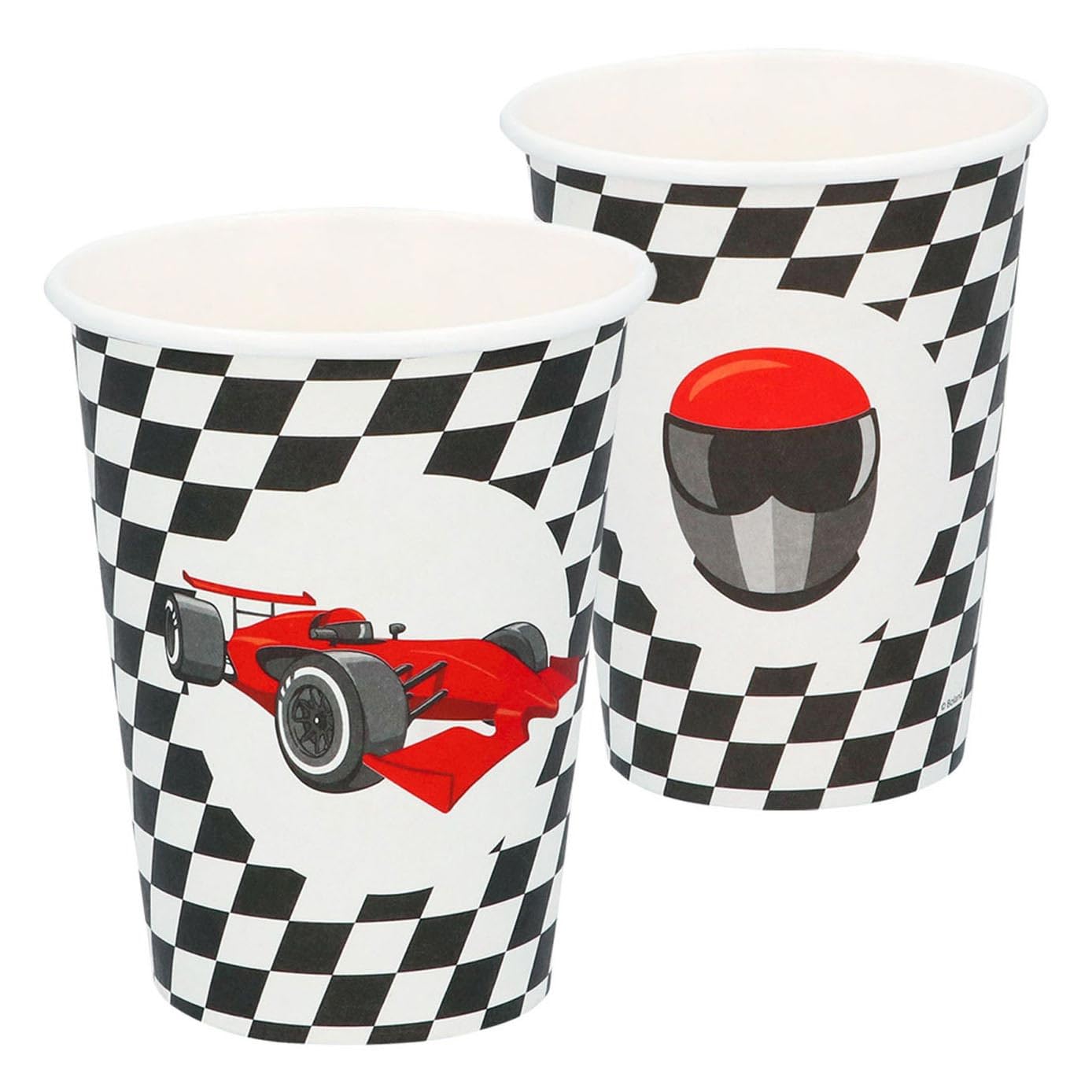 Boland 44778 Speed Racing Car Paper Cups for Parties and Birthdays Formula Racing Car Pack of 8