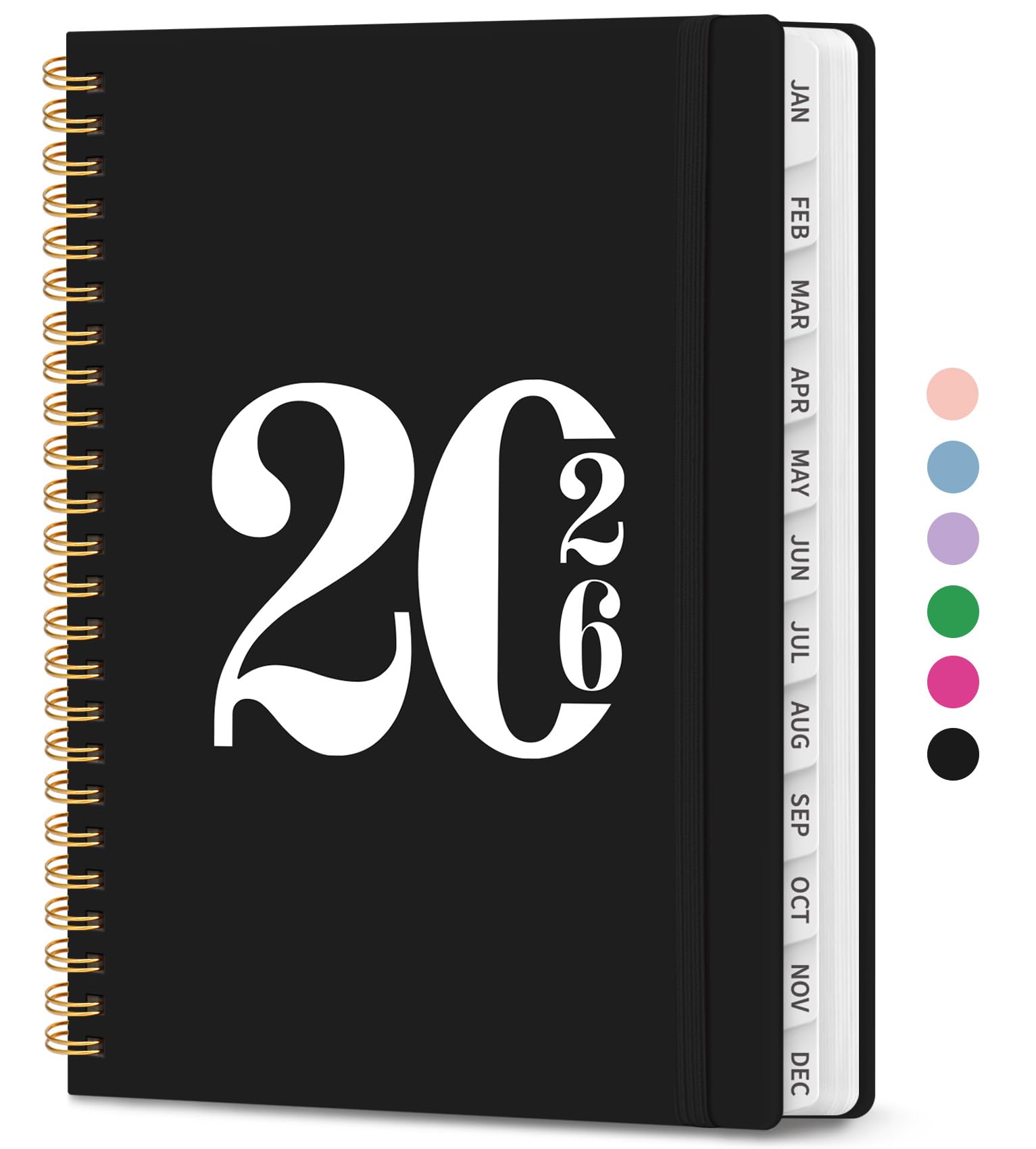 Photo 1 of 2026 Planner, Weekly and Monthly Calender Planner, Jan 2026 to Dec 2026, Hardcover 2026 Calendar Planner Book with Tabs & Inner Pocket, Office Home School Supplies for Women & Men - A5 (6.3" x 8.5"), Black